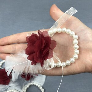 Burgundy Laser Floral Bridesmaid Bracelet Set image 2