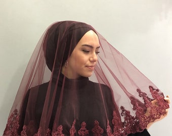 maroon wedding veil