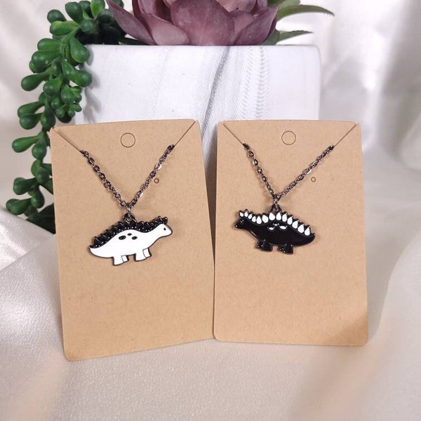Matching dinosaur necklaces, friendship necklace set, stegosaurus necklace set, couples necklace set,soft enamel, family necklace set!