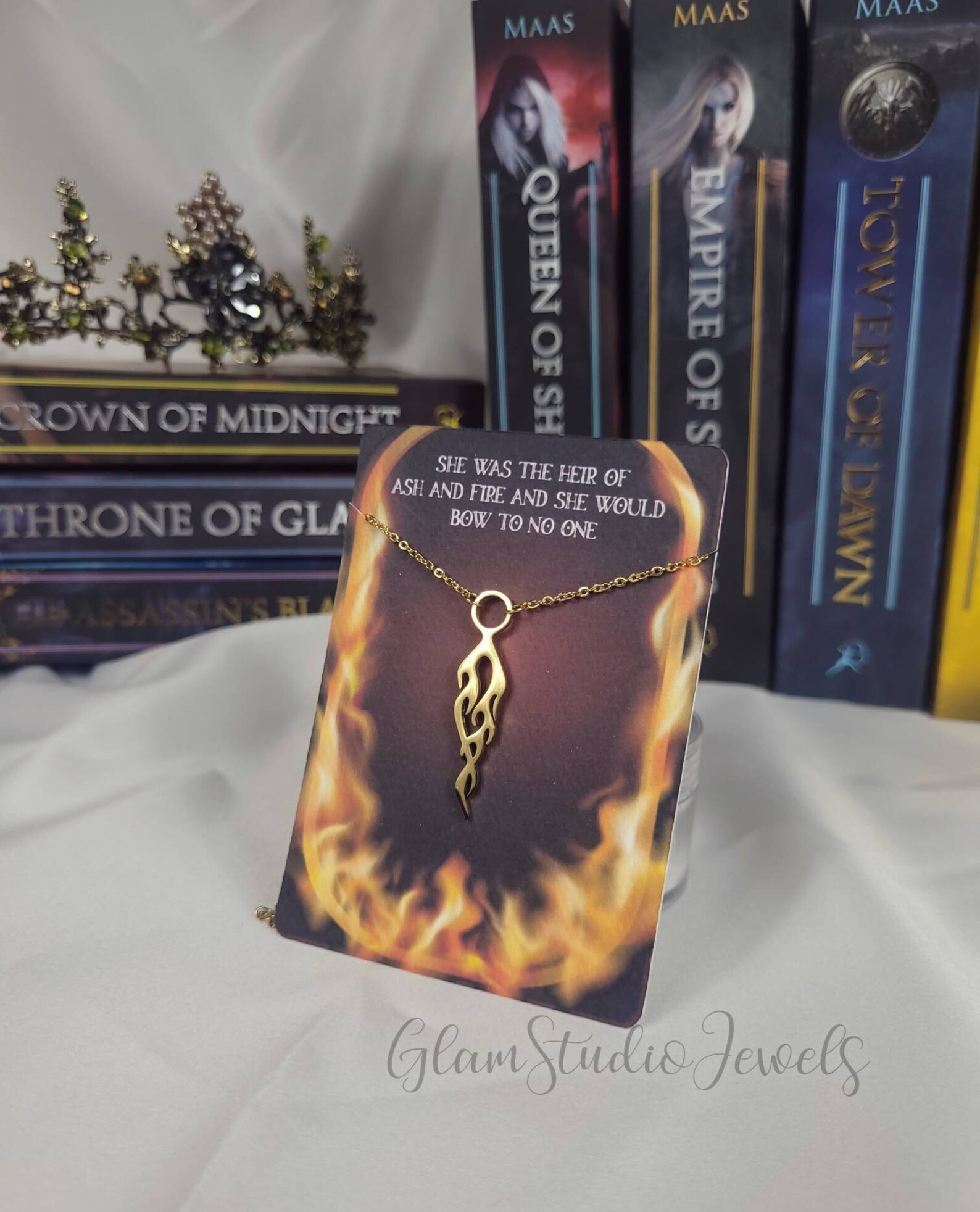 Throne of Glass Quote Jewelry, Fireheart Necklace, Heir of Ash and Fire ...