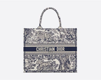 dior book tote bag in embroidered canvas
