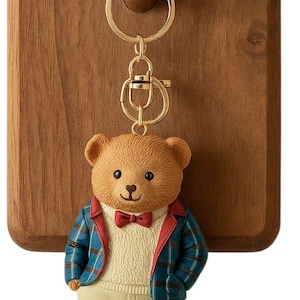 Stylish Dressed Teddy Bear Keychain – Cute Bear Bag Charm, Gift for Him or Her, Kawaii Key Ring, Bear Figurine Accessory