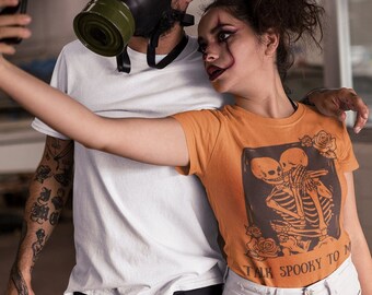 Koszulka z kartami tarota Koszulka z upiornym sezonem Koszulka z czarownicą Koszulka z okultyzmem Koszulka ze szkieletem Koszulka z parą szkieletów na Halloween Koszulka z upiornym