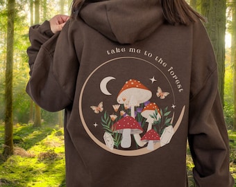 Fairycore Abbigliamento Fungo Felpa con cappuccio Fungo Felpa Cottagecore Felpa con cappuccio Estetica Felpa con cappuccio Alla moda Felpa con cappuccio Falena Felpa con cappuccio Luna Felpa con cappuccio