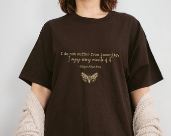 Camisa poeta Edgar Allan Poe Camisa libresca Camisa bibliotecaria Camisa literatura Camisa Libreish Camisa Biblioteca Camisa Academia oscura Polilla Camisa