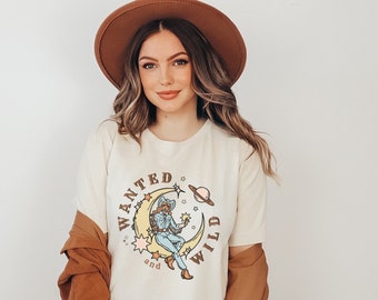 Camisa de vaquera espacial, atuendo de vaquera espacial, camisa de vaquera rosa, camiseta de vaquera Disco, ropa estética, camiseta gráfica occidental, camisa Vintage