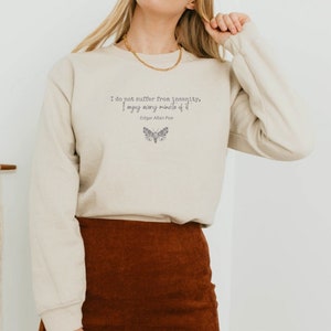Edgar Allan Poe Bookish Sweatshirt Dark Academia Preppy Sweatshirt Book Sweatshirt Poet Shirt Dark Cottagecore Moth Sweatshirt