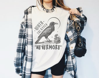 Edgar Allen Poe Raven Bookish Shirt Whimsigoth Dark Academia Shirt Goblincore Edgar Allan Poe Poet Shirt Book Lover Shirt Poet Gift