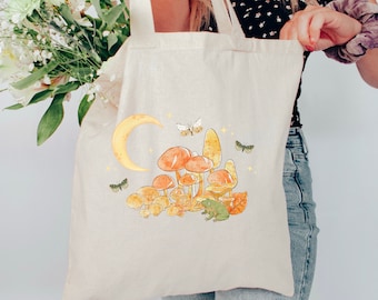 Mushroom Bag  Frog Tote Bag Mushroom Tote Bag Cottagecore Bag Tote Bag Aesthetic Cute Tote Bag Aesthetic Tote Bag Trendy Tote Bag Book Tote