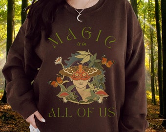 Fairycore Clothing Mushroom Sweatshirt Witchy Sweatshirt Moth Sweatshirt Goblincore Clothing Cottagecore Sweatshirt Aesthetic Clothes