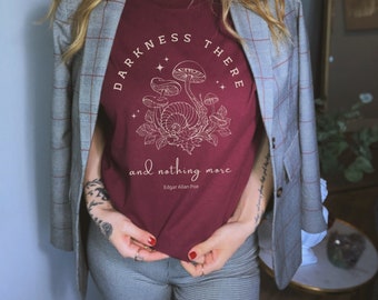 Edgar Allan Poe Bookish Shirt Poet Shirt Dark Academia Shirt Mushroom Shirt Dark Cottagecore Witchy Shirt Academia Clothing Trendy Clothes