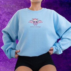 Goth Christmas Sweatshirt Merry Sweatshirt Holiday Apparel Kawaii Goth Spooky Christmas Cute Bat Pastel Goth Clothing Trendy Clothes
