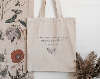 Sac fourre-tout Edgar Allan Poe foncé Academia Sac fourre-tout livresques Sac fourre-tout esthétique Sac Edgar Allen Poe Cottagecore Cabas livre Sac fourre-tout tendance
