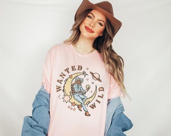 Camisa de vaquera espacial, atuendo de vaquera espacial, camisa de vaquera rosa, camiseta de vaquera Disco, ropa estética, camiseta gráfica occidental, camisa Vintage