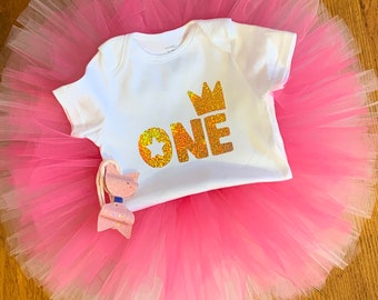 1st Birthday tutu outfit, tutu, pink tutu, onsie, smash cake outfit