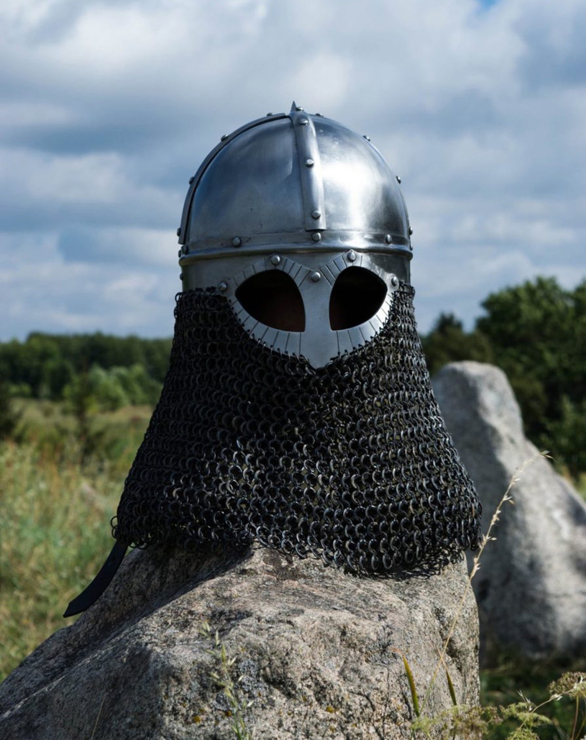 Medieval Chainmail Authentic Viking Riveted Chain Mail Helmet Etsy