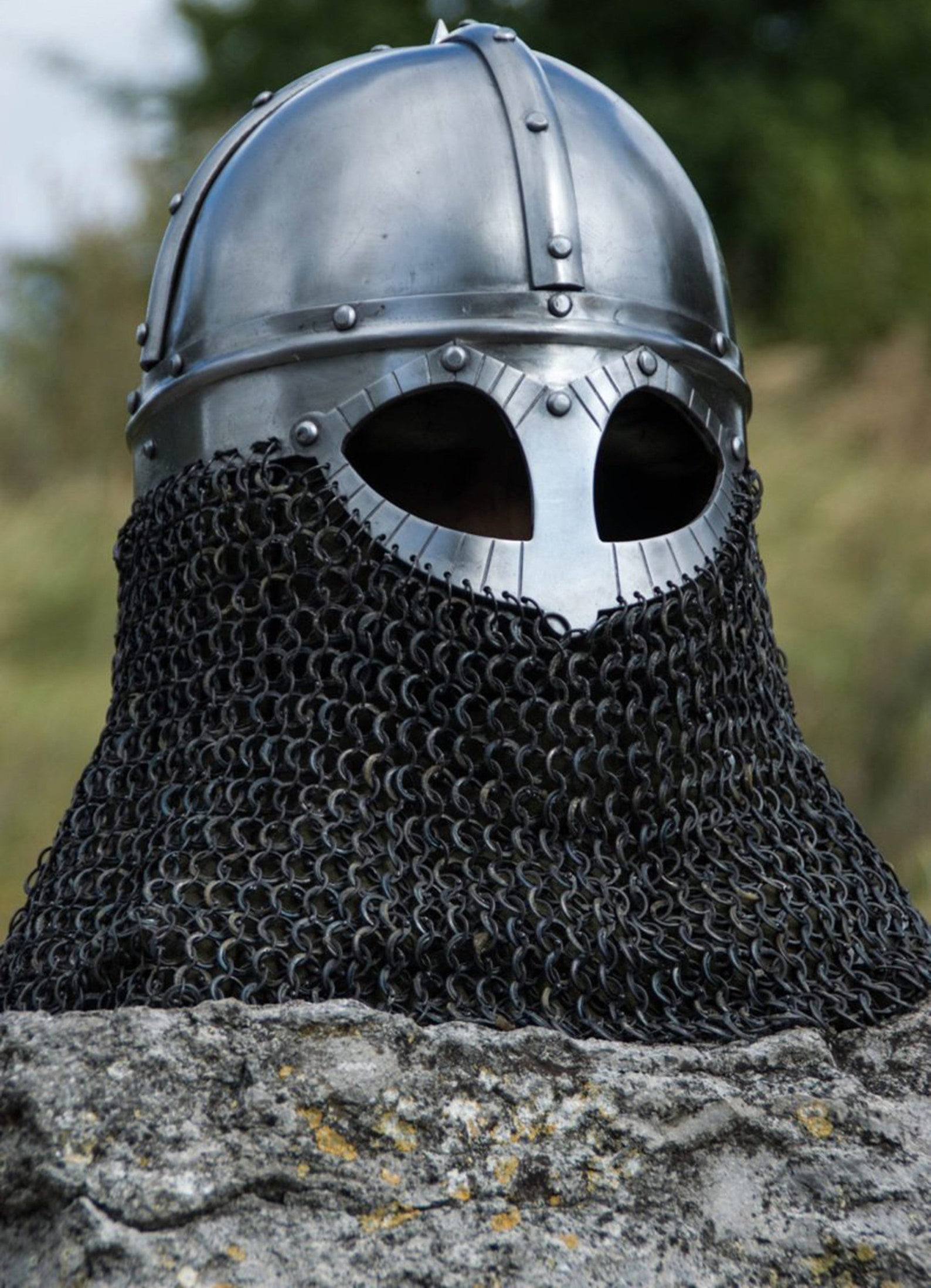 Medieval Chainmail Authentic Viking Riveted Chain Mail Helmet Etsy