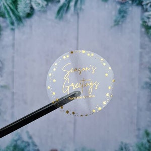 Personalisierte Weihnachtsaufkleber, Transparente metallische personalisierte Aufkleber, Folienaufkleber, durchsichtige Aufkleber, durchsichtige Aufkleber