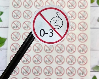 Choking hazard stickers, warning labels, small business stickers