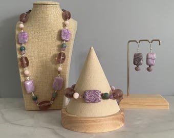 Pink & Purple Amethyst Ocean Jewelry Set
