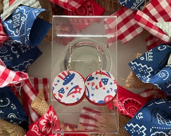 Patriotic Coin Leather Earrings
