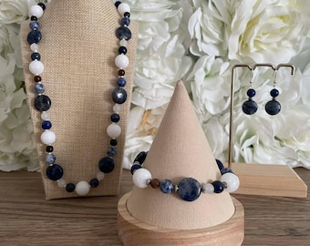 Blue-White Sodalite & Lapis Jewelry Set