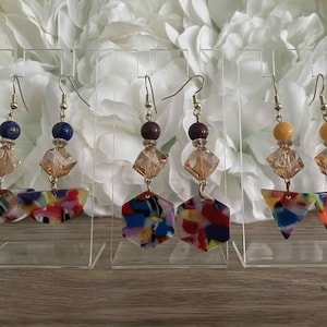 Geometric Acetate Earrings, Handmade Dainty Statement Jewelry, Boho Modern Earrings