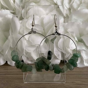 Green Aventurine Gemstone Hoop Earrings