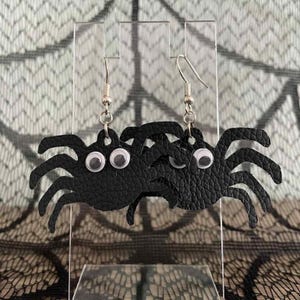 Creepy Crawly Spider Leather Earrings