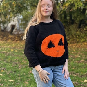 Pumpkin Halloween Jumper Knitting Pattern (PDF Pattern)