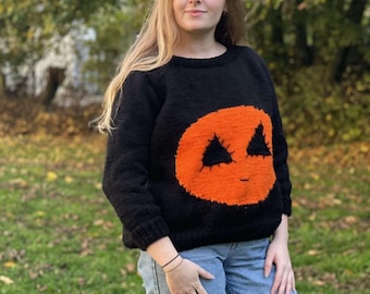 Pumpkin Halloween Jumper Knitting Pattern (PDF Pattern)