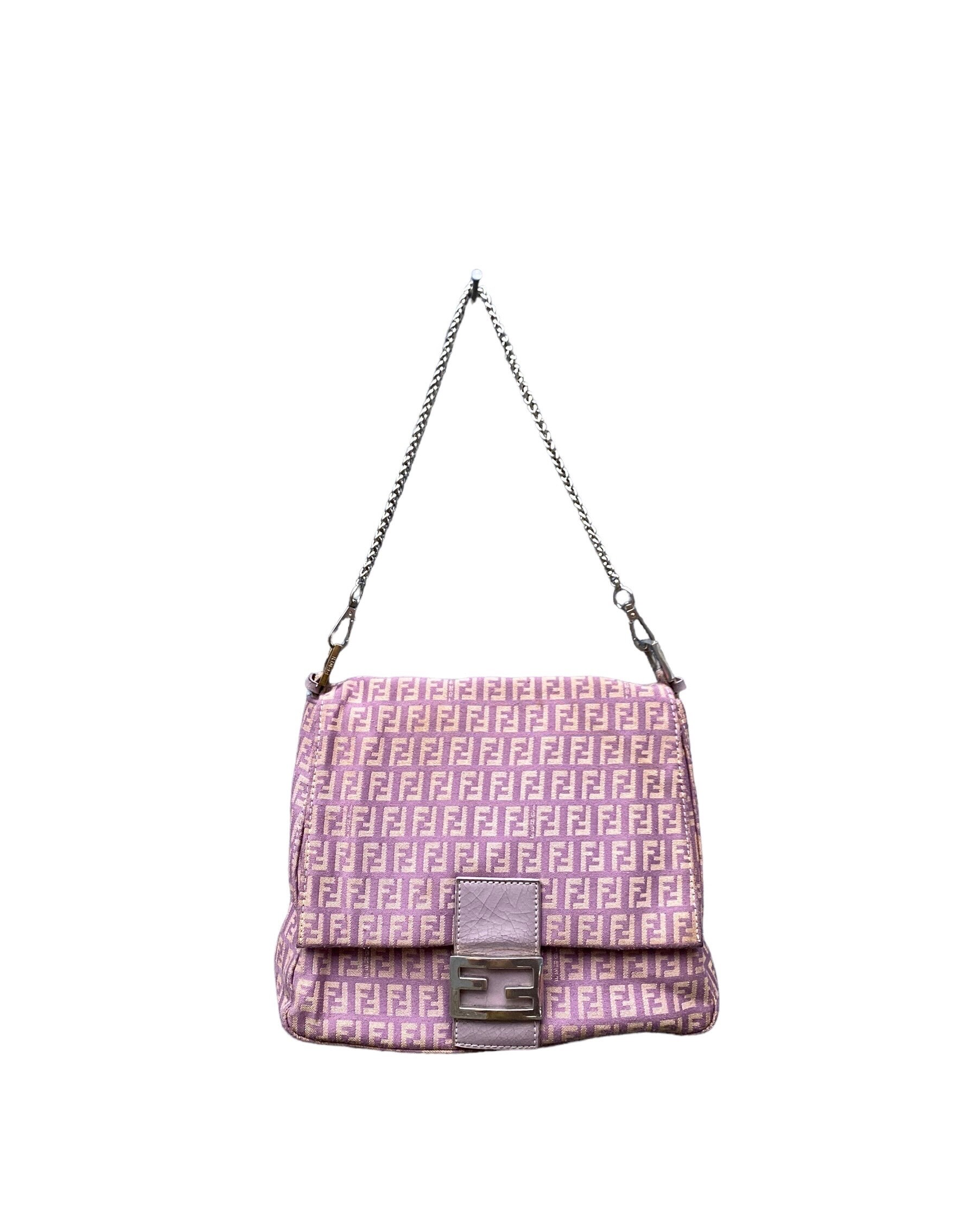 Baguette cloth mini bag Fendi Pink in Cloth - 17452971