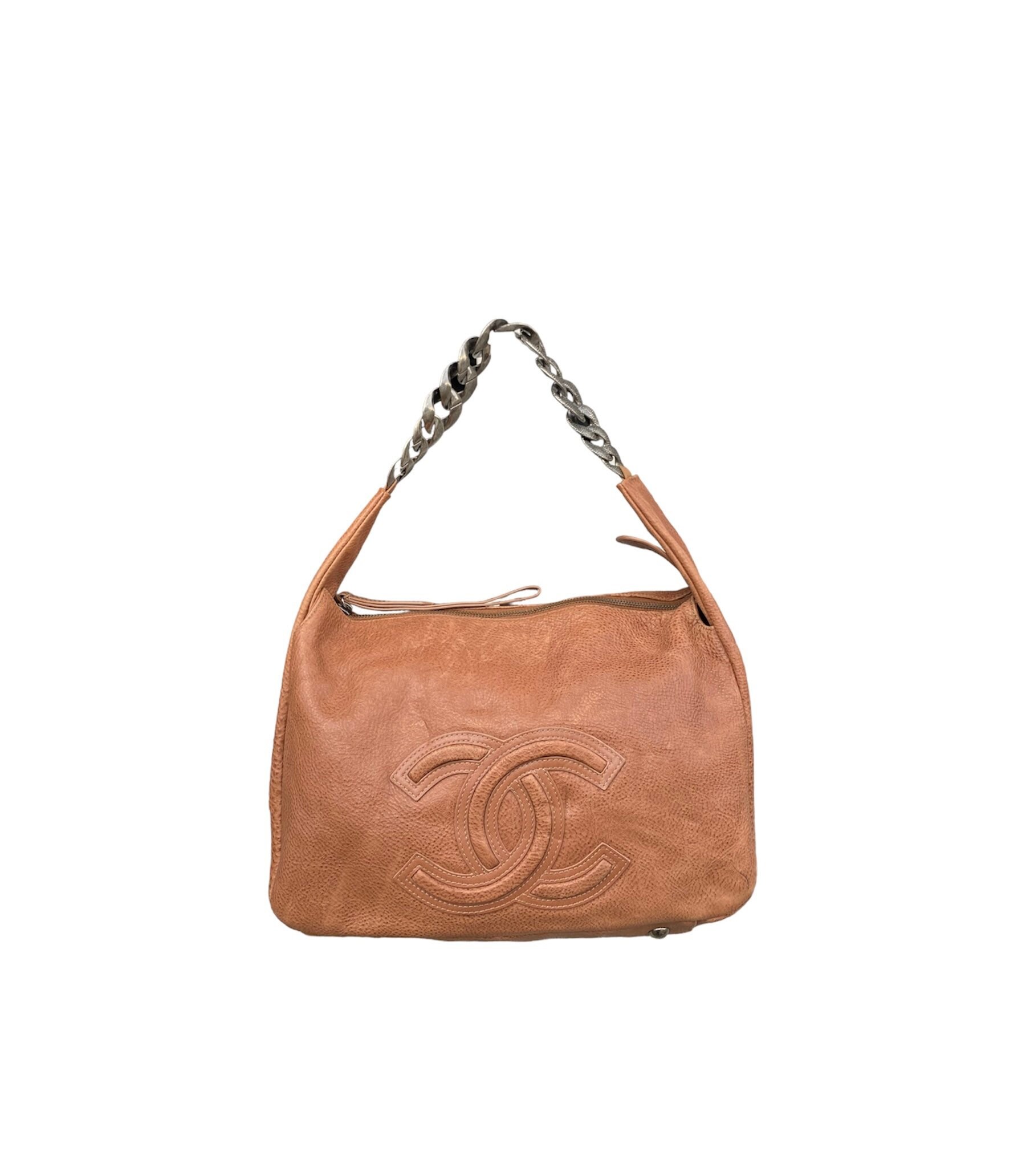 CHANEL 2004-2005 Hobo Bag Camel Caviar 27237