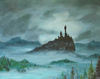 Castle Ravenloft, Curse of Strahd / Dungeons and Dragons | Gotische Burg Acryl auf Leinwand, Original Kunstdruck/Poster