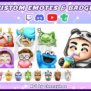Custom Emotes | Badges Commission for Twitch,Discord,Trovo, YouTube (DIGITAL FILE)