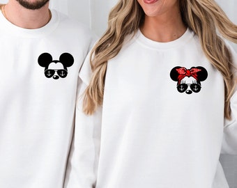 Custom Disney Cruise Pocket Sweatshirt, Minimalist Cruise Sweatshirt, Disney Family Vacation, Disney Couple Sweatshirt, Minnie Mouse Sweater