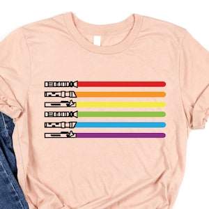 Rainbow Lightsaber Shirt, Pride Shirt, Pride Rainbow Shirt, Love is Love Shirt, Equality Shirt, Rainbow Pride Gift, LGBT Pride Gift Shirt image 2