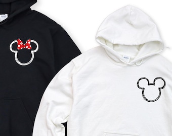 Disney Couple Pocket Hoodie, Mickey Mouse Minimalist Hoodie, Favorite Disney Family Hoodie, Cute Minnie Mouse Hoodie, Disneyworld Hoodie