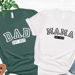 Mama and Dad Shirt, Mother's Day Gift, Father's Day Gift, Couple Matching Tee, Newly Mom Dad T-shirt, Mom Dad Birthday Gift,Pregnancy Reveal