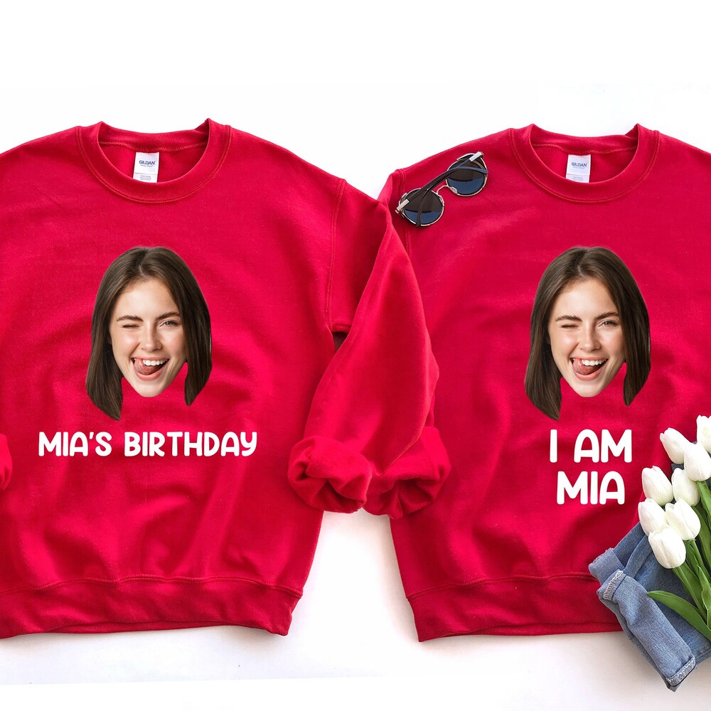 Custom Photo Sweatshirts,Face Birthday Sweatshirts, Birthday Party Group Sweatshirt, Face Sweatshirt, Funny Birthday Matching Sweatshirt Printfushion
