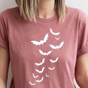 Halloween Party Gift, Halloween Bats Shirt, Minimalist Bats Tee, Flying Bats Shirt, Cute Halloween Shirt, Halloween Outfits, Spooky Bats Tee