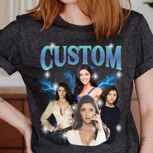 Custom Vintage Grilfriend Bootleg Shirt, Shirt With Girlfriend Face, Wife Husband Gift Tee, Bachelorette Gift, Custom Your Own Picture Idea