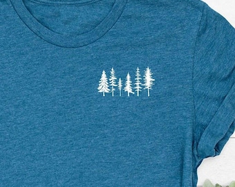 Pine Tree Pocket Tee, Camping Crew Gift, Hiking Buddies Shirt, Minimalist Adventure Shirt, Forest Nature Lover Tee, Gift For Outdoors