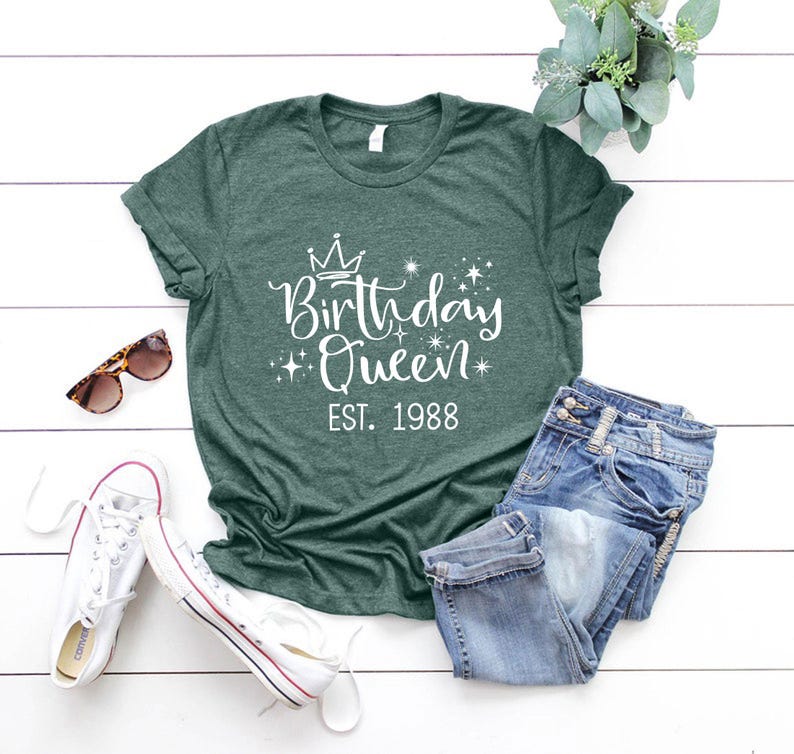 Birthday Queen Est 1989 Shirt, 35th Birthday Gift Idea, Birthday Date Est Shirt, Established Date Birthday Shirt, 1989 Birthday Shirt image 4