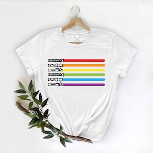 Rainbow Lightsaber Shirt, Pride Shirt, Pride Rainbow Shirt, Love is Love Shirt, Equality Shirt, Rainbow Pride Gift, LGBT Pride Gift Shirt image 3