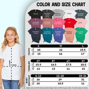 a girl's size chart for a t - shirt