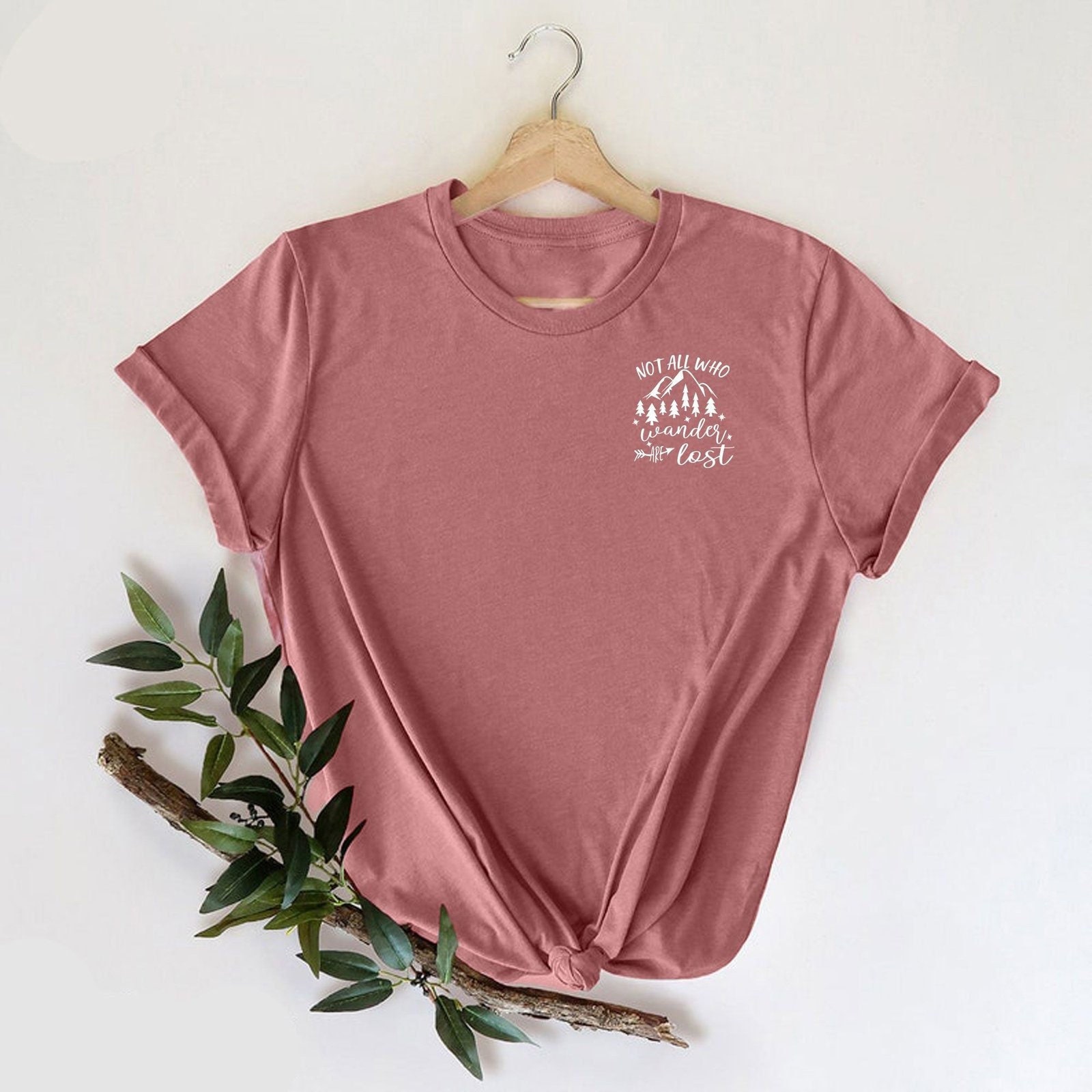 Not All Who Wander are Lost Shirt, Adventure Pocket Tee, Traveler Girls Tee, Minimalist Mountain Tee, Hiker Buddies Gift,Camping Group Shirt
