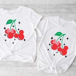 Disney Minnie Mouse Cherry Shirt, Minimalist Disney Gift, Cherry Coquette Shirt, Disneyland Family Trip Tee, Mouse Ears Cherries T-shirt