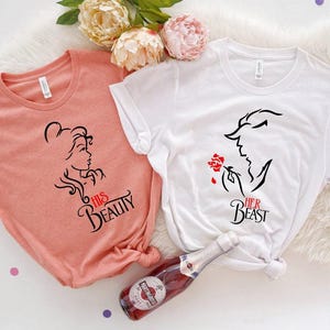 Beauty and Beast Couple Shirt, His Beauty and Her Beast Shirt, Cute Disney Matching T-shirt, Couples Honeymoon Tee, Wife and Husband Gift