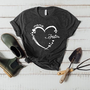 Personalized Mama Heart Shirt, Custom Mom Heart Tshirt, Shirt With Kids Names, Mom Gift From Kids, Birthday Gift For Mom, Mother's Day Gift image 2